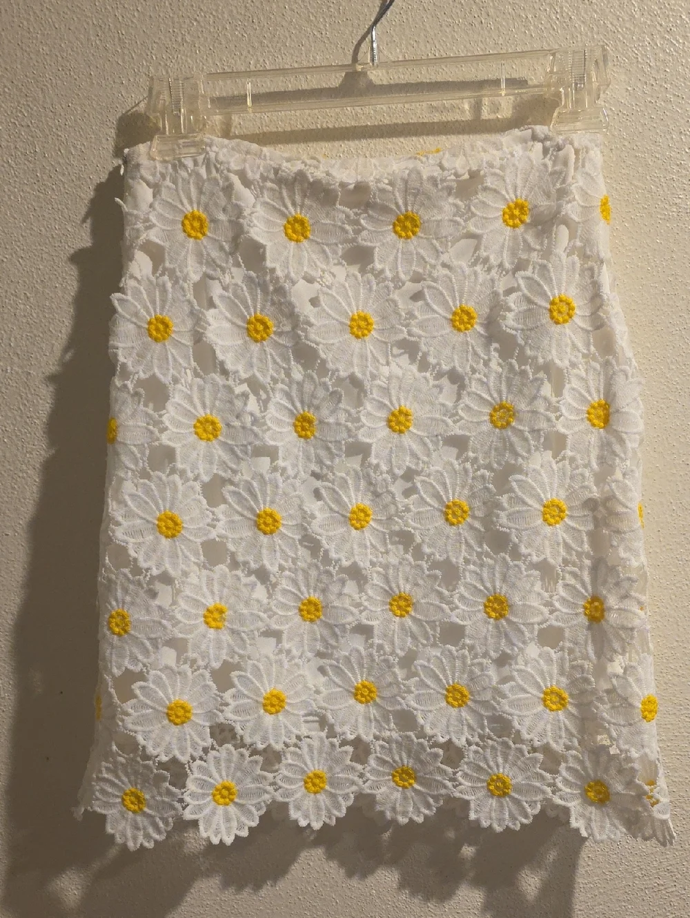 Altar'd State White Lace Daisy Mini Skirt with Yellow Centers - Picture 2 of 3